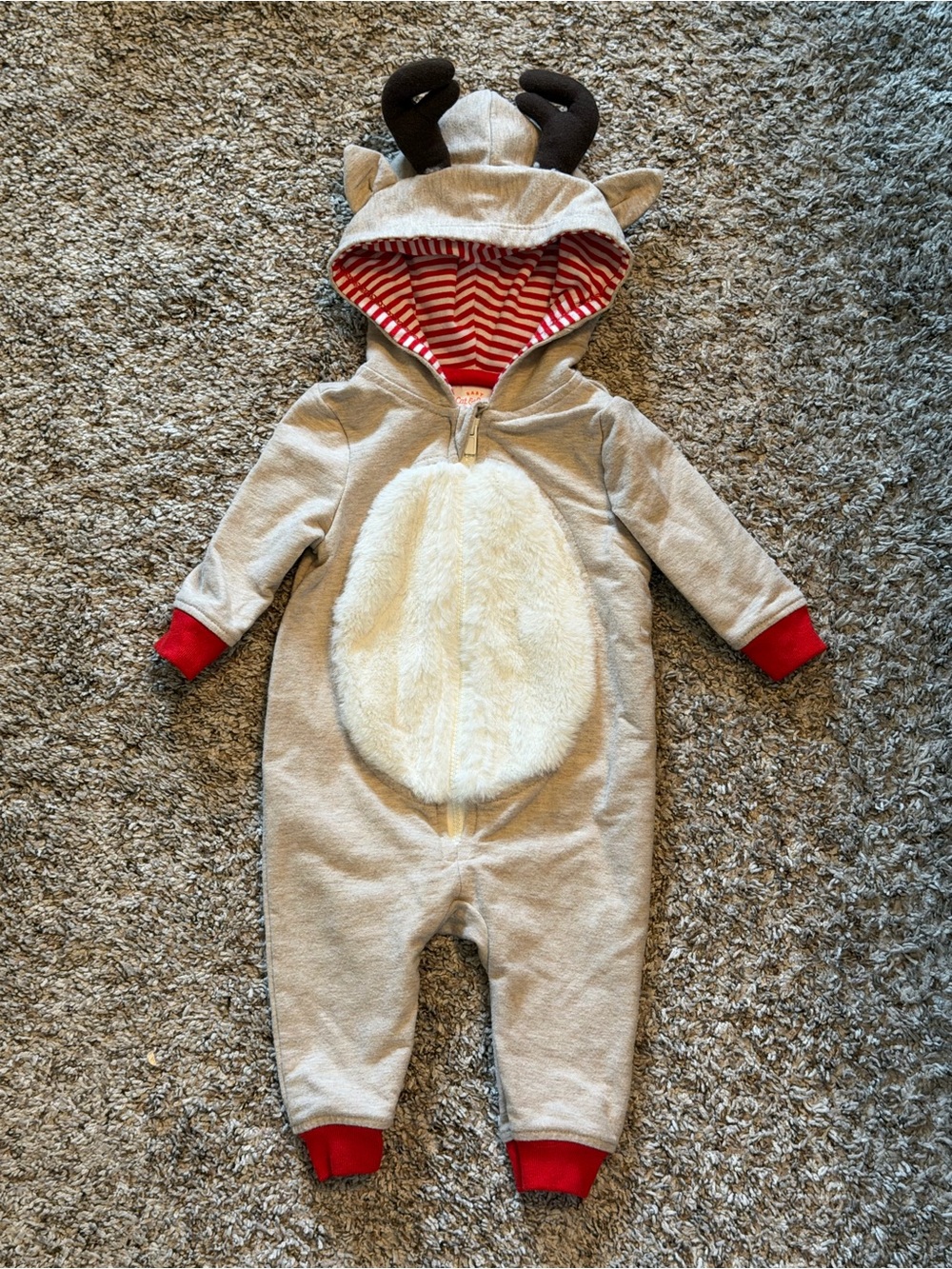 Cat & Jack Reindeer Hooded One-Piece with Red Accents